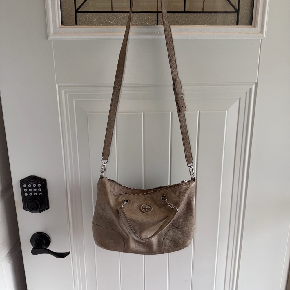 Tory Burch Taupe Leather Shoulder Bag